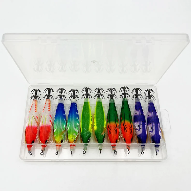 ShareShark 10 Stück/Box Leuchtende Tintenfisch-Jigs, Salzwasser-Angelköder, Meeresfischerei-Köder für Oktopus, Tintenfisch und Krake – Detail 7