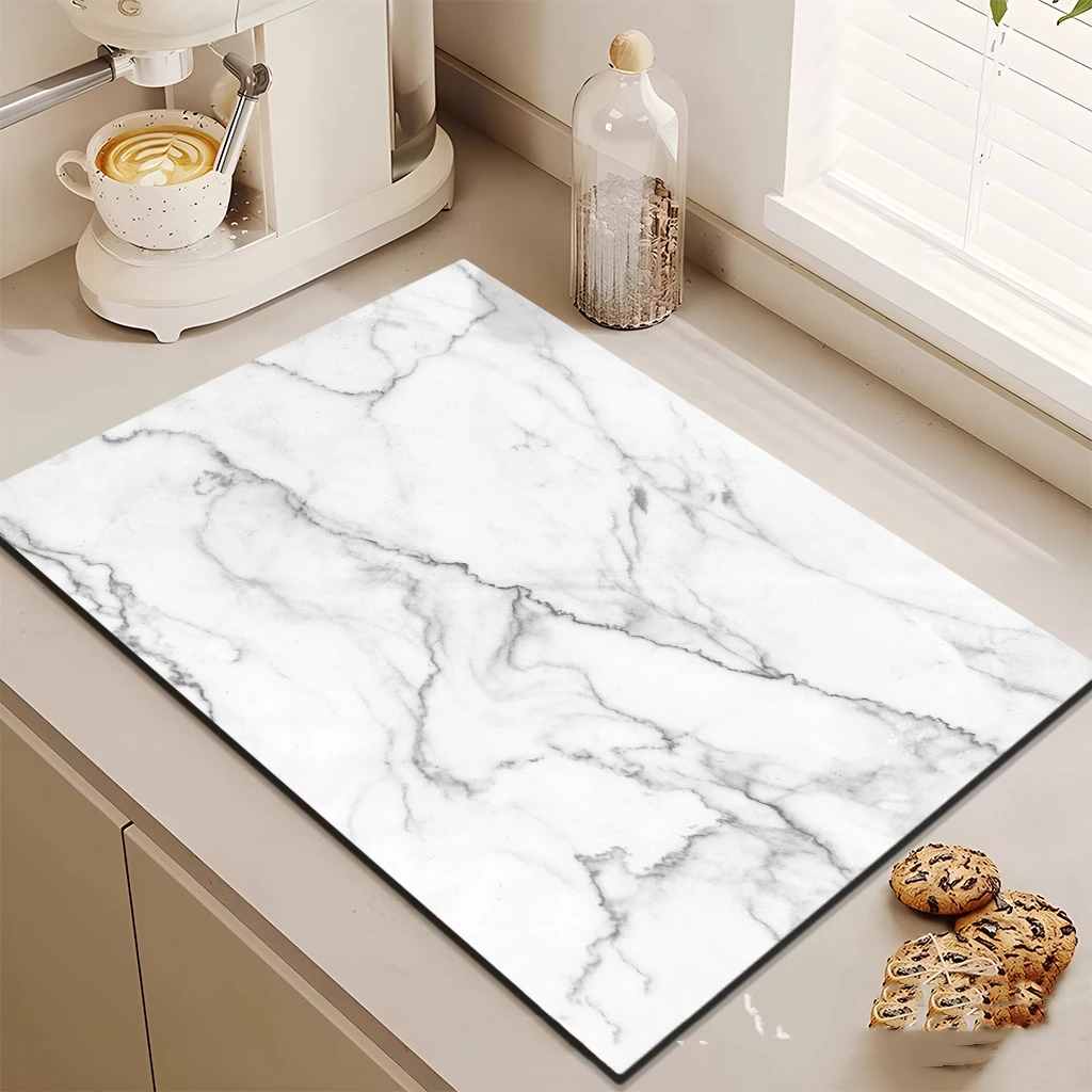 VIKAMA Household Light Luxury Marble Draining Countertop Diatomite Absorbent Non-Slip Table Mat Kitchen Sink Mat