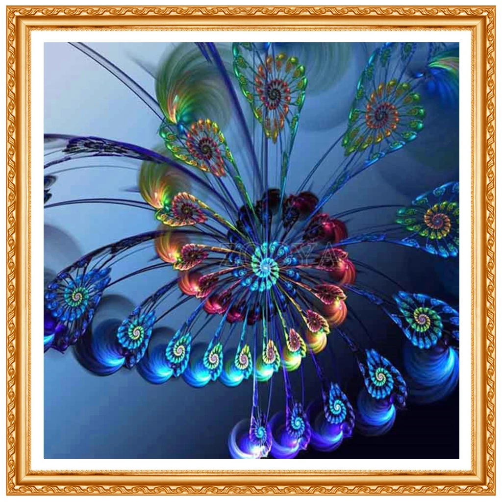 Full square/Round drill Diamond embroidery Peacock Feather Spiral 5D DIY diamond Painting Cross Stitch Rhinestone