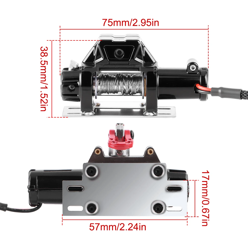 DashRC 1/10 RC Metal Automatic Winch Wireless Remote System for SCX10 TRX4 Redcat 1/10 Crawler