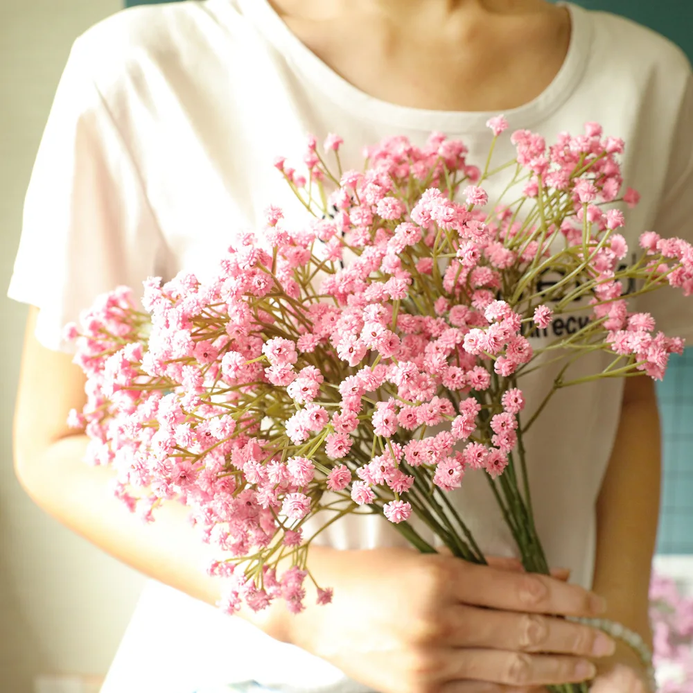 SN-M010 Single Stem Fake Gypsophila Paniculata Wedding Decoration Faux Real Touch White Artificial Flowers Babys Breath