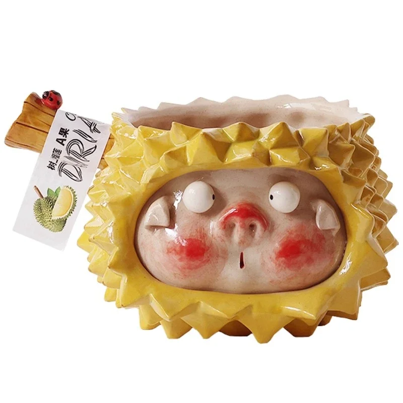 Catering utensils Durian pig bowl cute fresh and funny one person soup noodles underglaze color