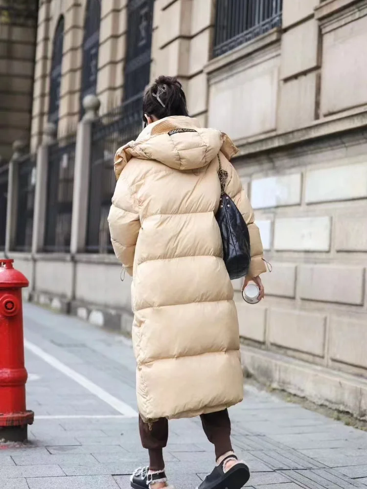 Puffer Coats for Women, Simple Jackets, Solid Color, Trendy Outerwears, Thickened Windproof, Warm Snow, Long Parker, Winter, New