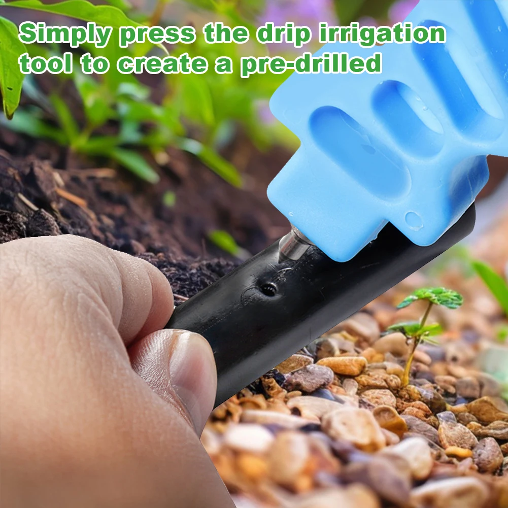 2Pcs Drip Irrigation Tubing Hole Punch Tool with 50 Drip Irrigation Plugs for Easier 1/4 1/5 Inch Fitting Emitter Insertion