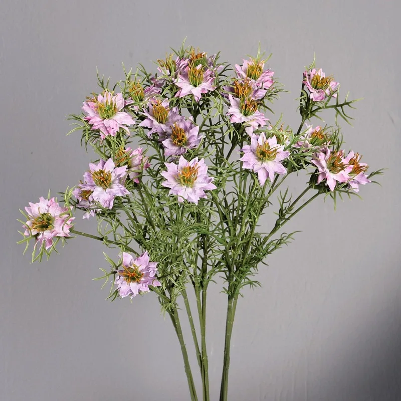 Tallos de Flores Artificiales de Nigella Love-in-a-Mist, Nigella Artificial de Seda para Arreglos Florales en Jarrones para el Hogar, Bodas y Fiestas