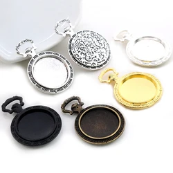 5pcs 20mm 내부 크기 블랙 청동 골동품 실버 도금 5 색 카보 숑 자료 설정 매력 펜던트