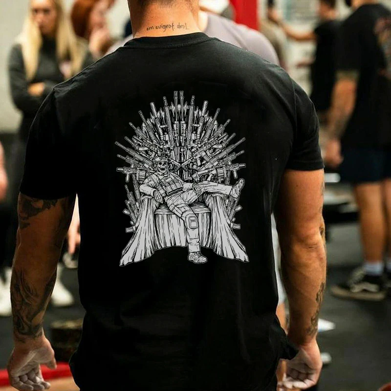 Hard Man Club - Game of Power - King's Throne Military Style Short-Sleeved T-Shirt - Fan of The Army - Outdoor Use