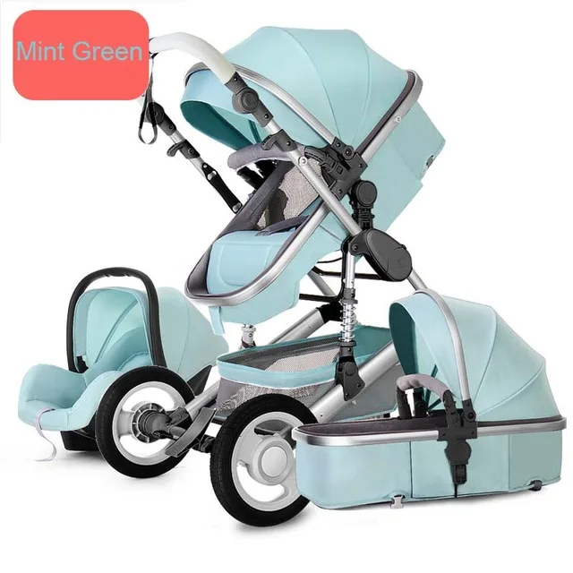 NEW High Landscape Luxury Infant 3 In 1 Stroller Baby Stroller Carriage Basket Four Wheels Stroller Baby Safe Seat