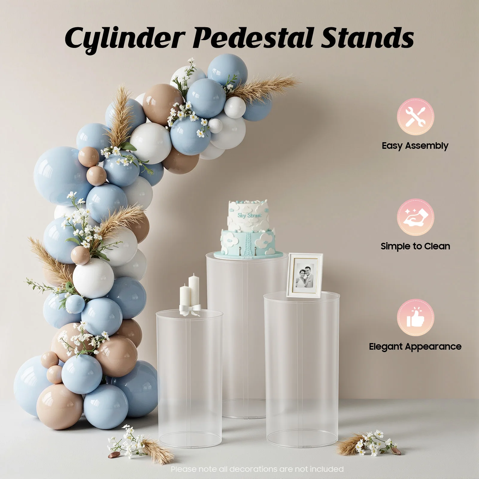 

Свадебные круглые цилиндры, набор из 3 акриловых цилиндров для вечеринок, декор для свадебных мероприятий