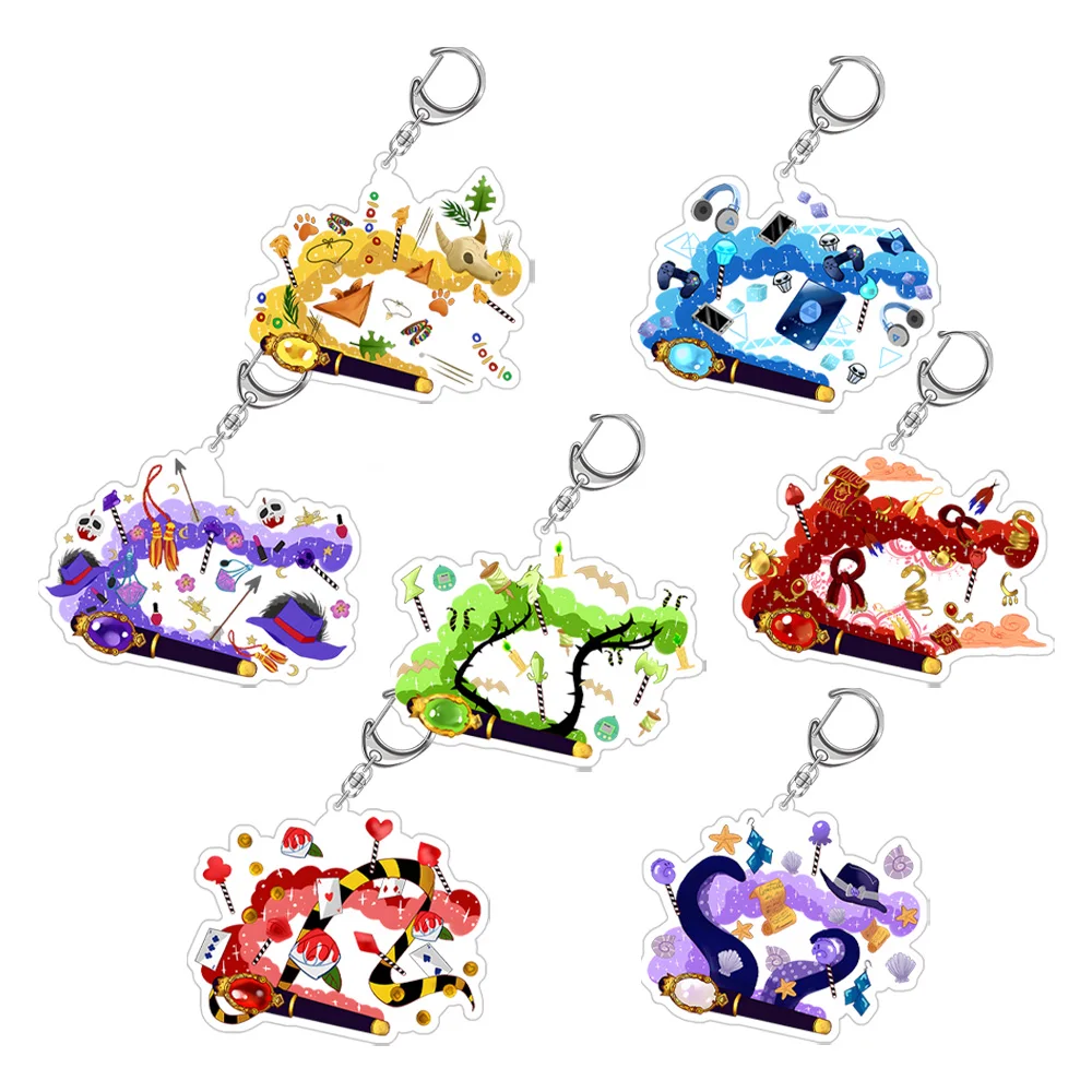 Twisted Wonderland Dormitory Magic Book Acrylic Keychain 7 Dorms Symbol Pattern Bag Charm Key Ring Anime Game Merch Cosplay Gift