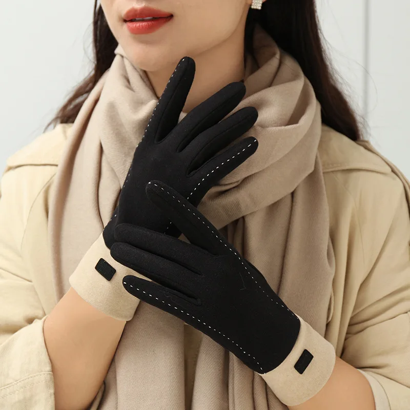 Fashion Lady Glove Mittens Women Winter Vintage Driving Cycling Keep Warm Windproof Cold Proof Gloves