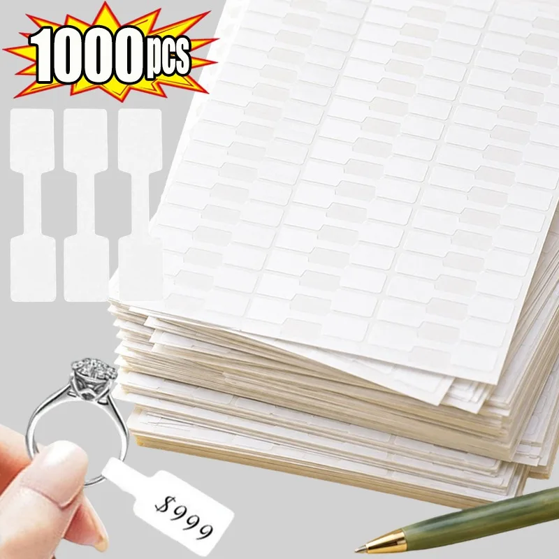 1000Pcs Jewelry Price Tags Self Adhesive White Waist Labels for Necklace Ring Earring Bracelet Pricing Code Packaging Supplies