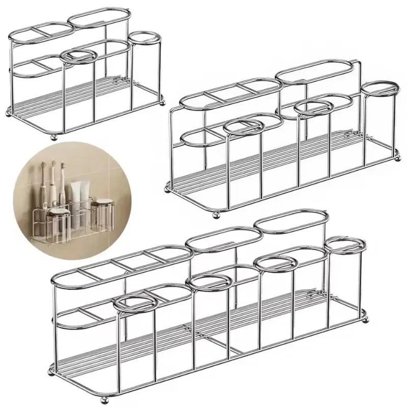 2/3/4-Slot Stainless Steel Toothbrush Holder - Wall Mount Quick Dry Waterproof Rack for Bathroom, No-Drill Adhesive Organizer