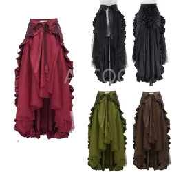 Victorian Pirate Sash Skirts Women Chic Gothic Punk Ruffled Bustle Long Skirt Medieval Rococo Style Dress Steampunk Vestido