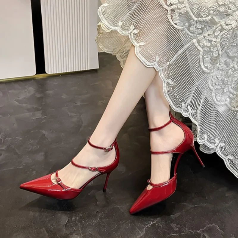 Fashion Designer Womens Shoes Exquisite Patent Leather High Heeled Sandals for Woman Sexy Model Performance Shoes Designer Shoes
