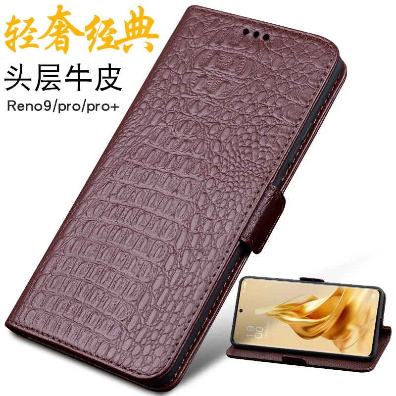 

Luxury Genuine Leather Magnet Clasp Phone Case For Oppo Rneo 9 Rneo9 Pro + Plus Kickstand Holster Cover Protective Full Funda