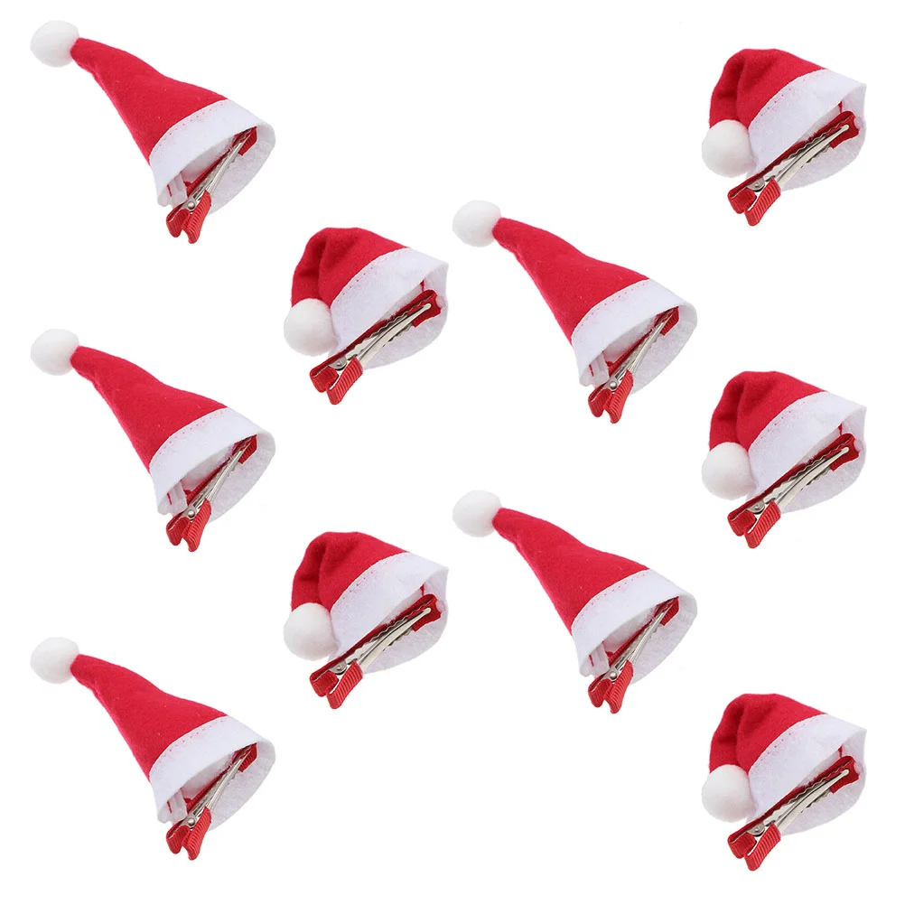 

12 Pcs Christmas Hat Hairpin Clips Decoration Girls for Thin Xmas Plush Women Hairpins Party Headdress