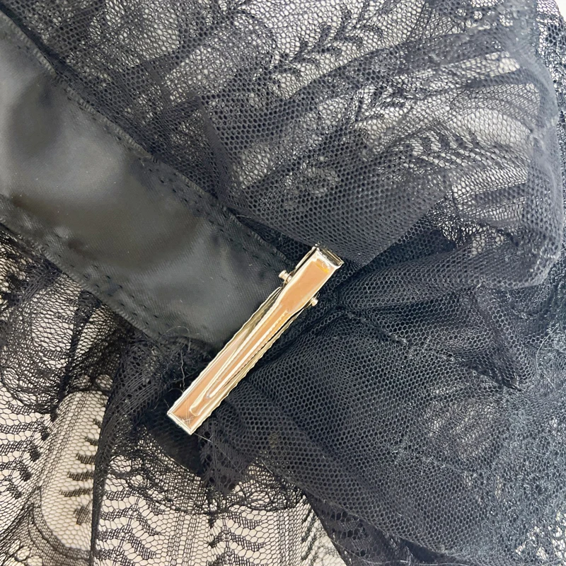 Diadema de velo gótico de Lolita hecha a mano, estilo de lazo Vintage blanco y negro para mujer, trajes elegantes de uso diario y Cosplay