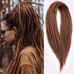 Dreadlock synthétique à double extrémité, dreadlocks minces 0.6cm Dreads Crochet fait main pour Rock & Roll Extensions de cheveux Hiphelicopter 24 pouces