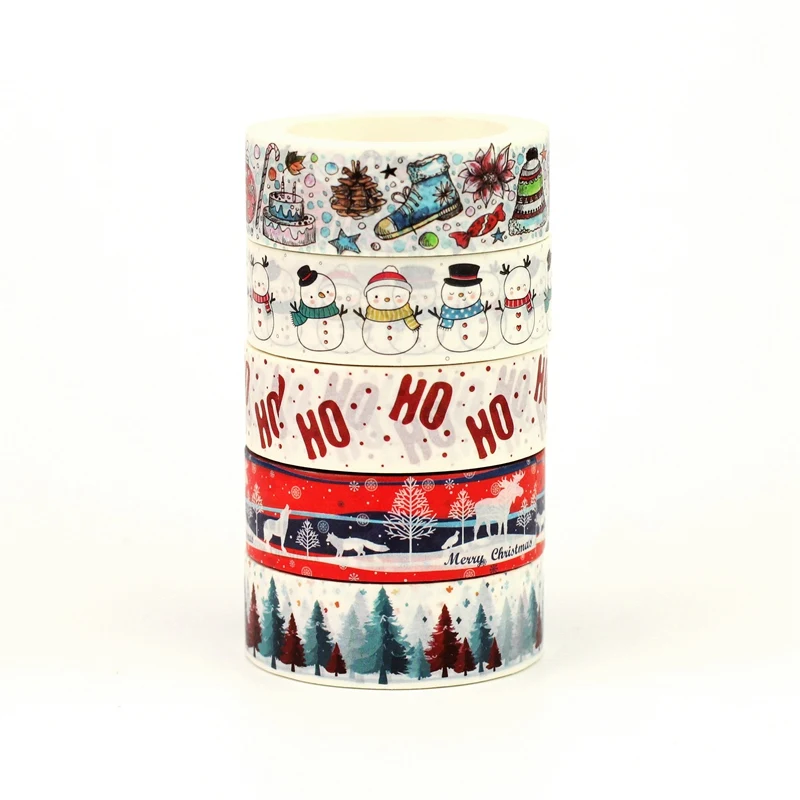 2025 NEW 1PC 10M Christmas Trees Snowman HO HO Deer Hat Star Washi Tape Set for Scrapbooking Masking Tape Cute Jounal Stationery