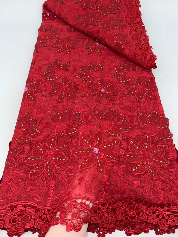 

Новый шнур шантильи с лазерной вышивкой, швейцарская вуаль и бриллиантовая ткань, высокое качество, 5 ярдов, ткани Дубая для шитья свадебного платья