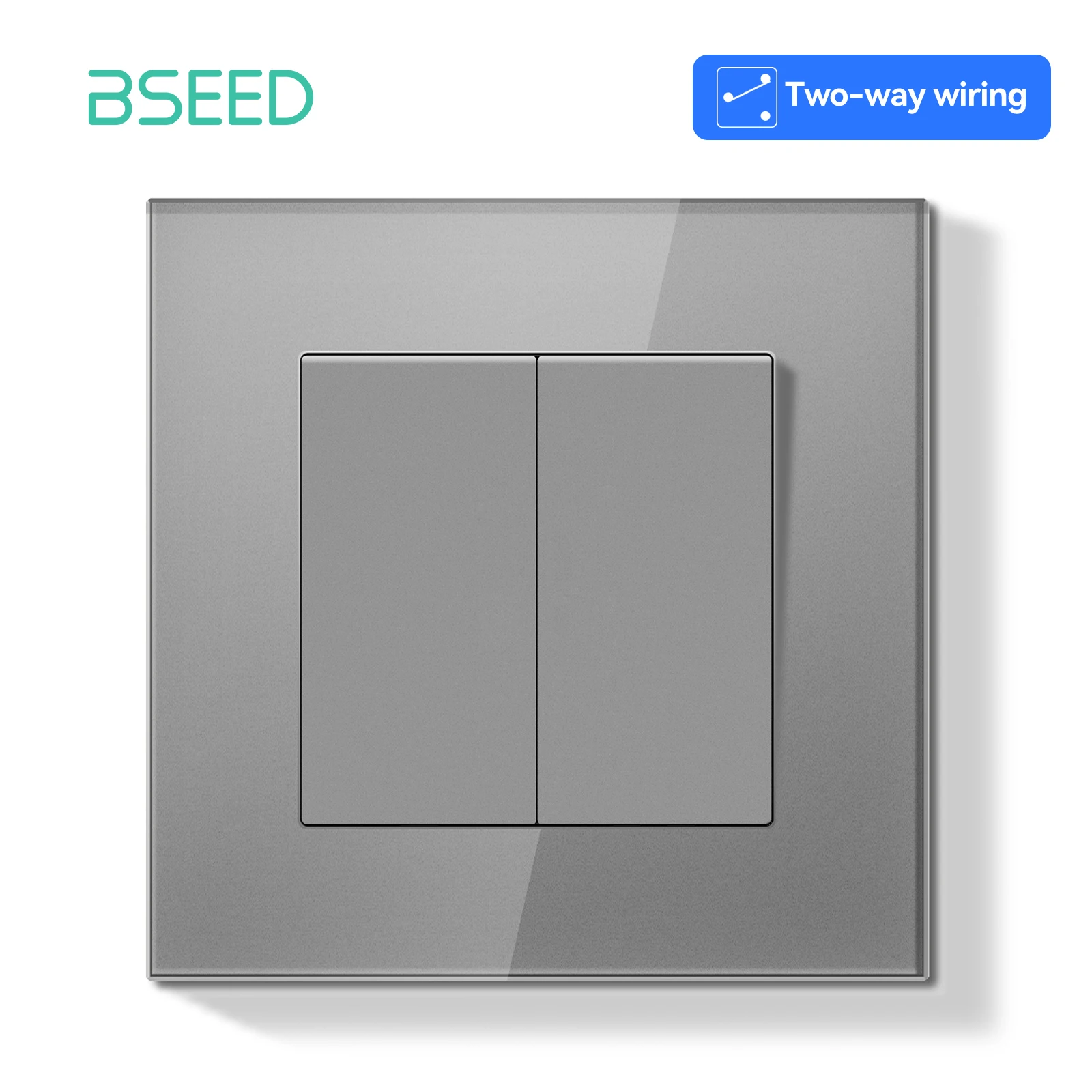 BSEED E-Serie 1Gang/2Gang 2Way Mechanische Knop Lichtschakelaar Glazen Frame Wandlamp schakelaar Aan Uit Voor Trappen Hal Gang