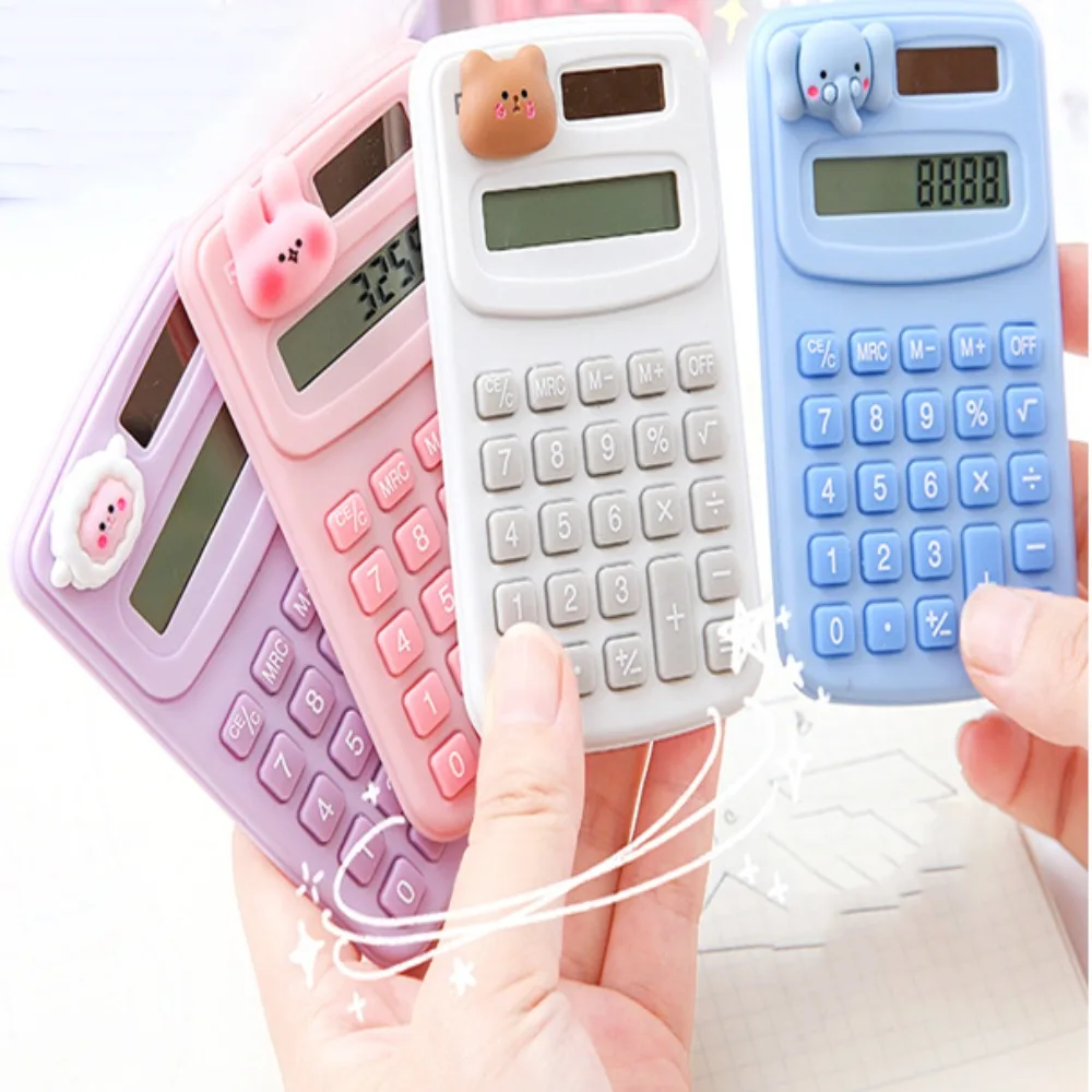 8 Digits Cute Mini Portable Digit Calculator Lightweight Cartoon Animal Cartoon Cute Calculator Small Kawaii Do Office Work