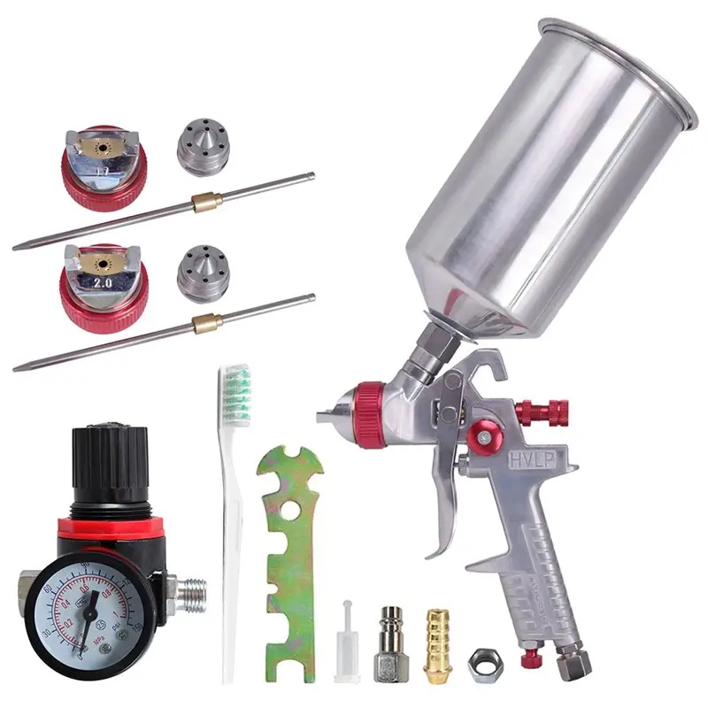 

ABBO-For Car& Furniture Painting- Professional HVLP Air Spray Gun Kit 1000ML Gravity Feed-Red H827