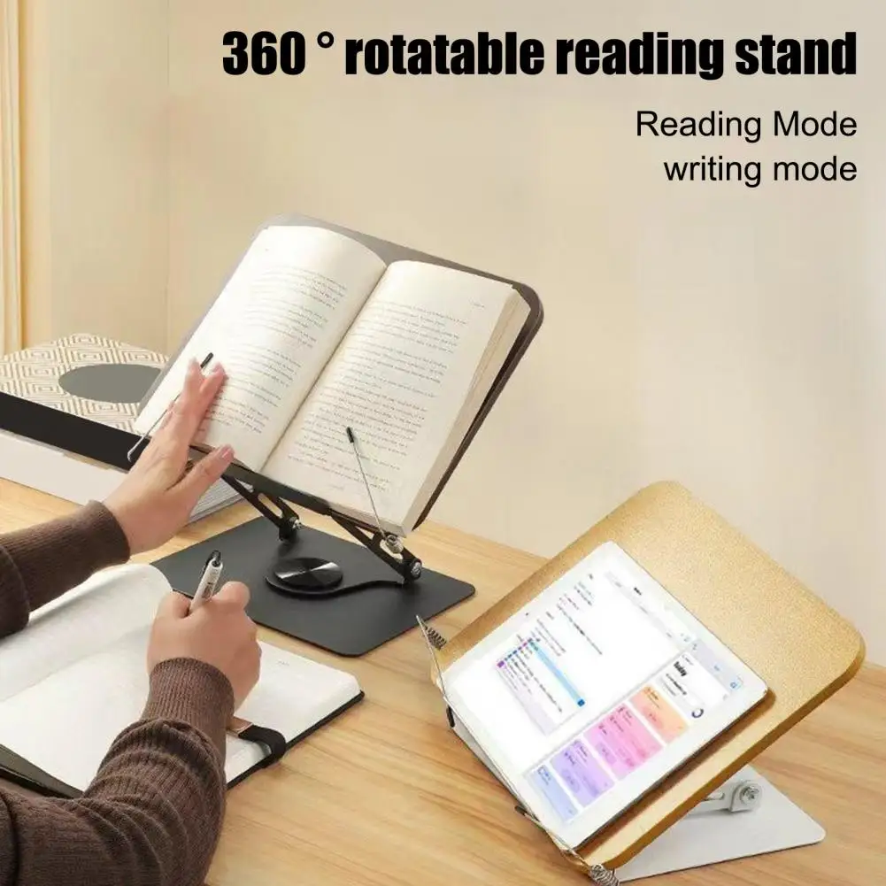 Folding Holder with 360° Rotating Bases Rotating Reading Stand Book Multifunctional Display Stand for Book Tablets Laptops