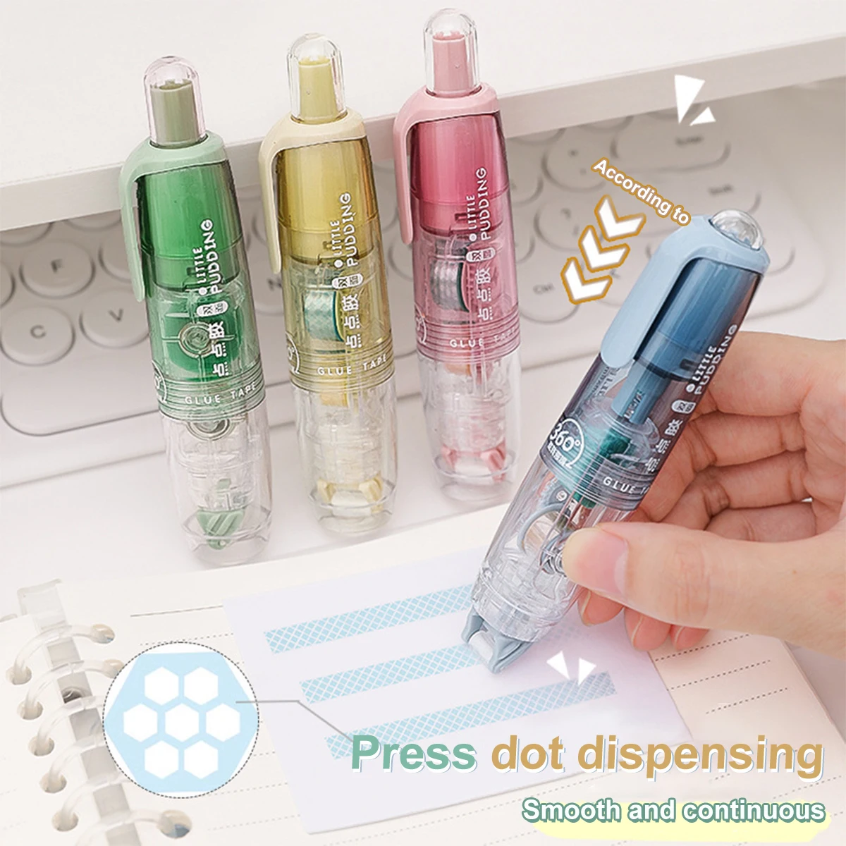 12Pcs/Set Transparent Dot Dispensing Double-sided Tape Replaceable Refills Handbook Dot Glue Stationery School Office Supplies