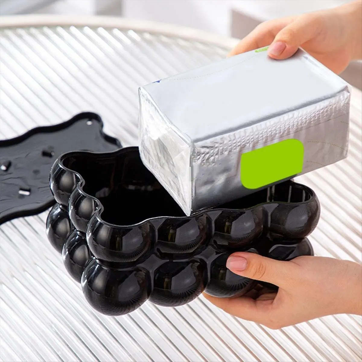 [N84R] Bubble Shape Tissue Box Holder Living Room Tissue Case Cover Toilet Paper Dispenser Case Kitchen Napkin Holder Box White