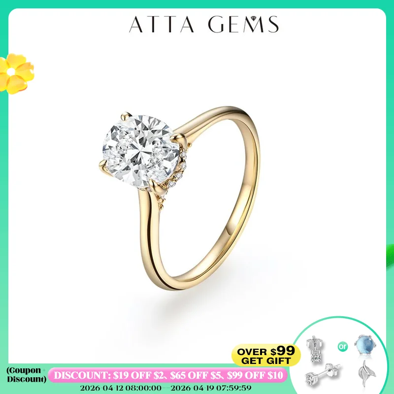 

ATTAGEMS Oval Cut 9*7mm 2CT D VVS1 Moissanite Rings S925 Sterling Silver for Women Engagement Wedding Lady's Jewelry Gift Luxury