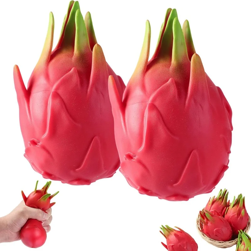 Jumbo Dragon Fruit Squishy Stress Relief Toy, Realistic Slow Rising Fruit Squeeze Sensory Toy for Home Office Adults