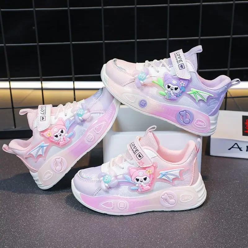 Sanrio Ins Fashion Children Causal Leather Waterproof Sneakers Cute Casual Princess Shoes Student Soft Soled Running Shoes Toys