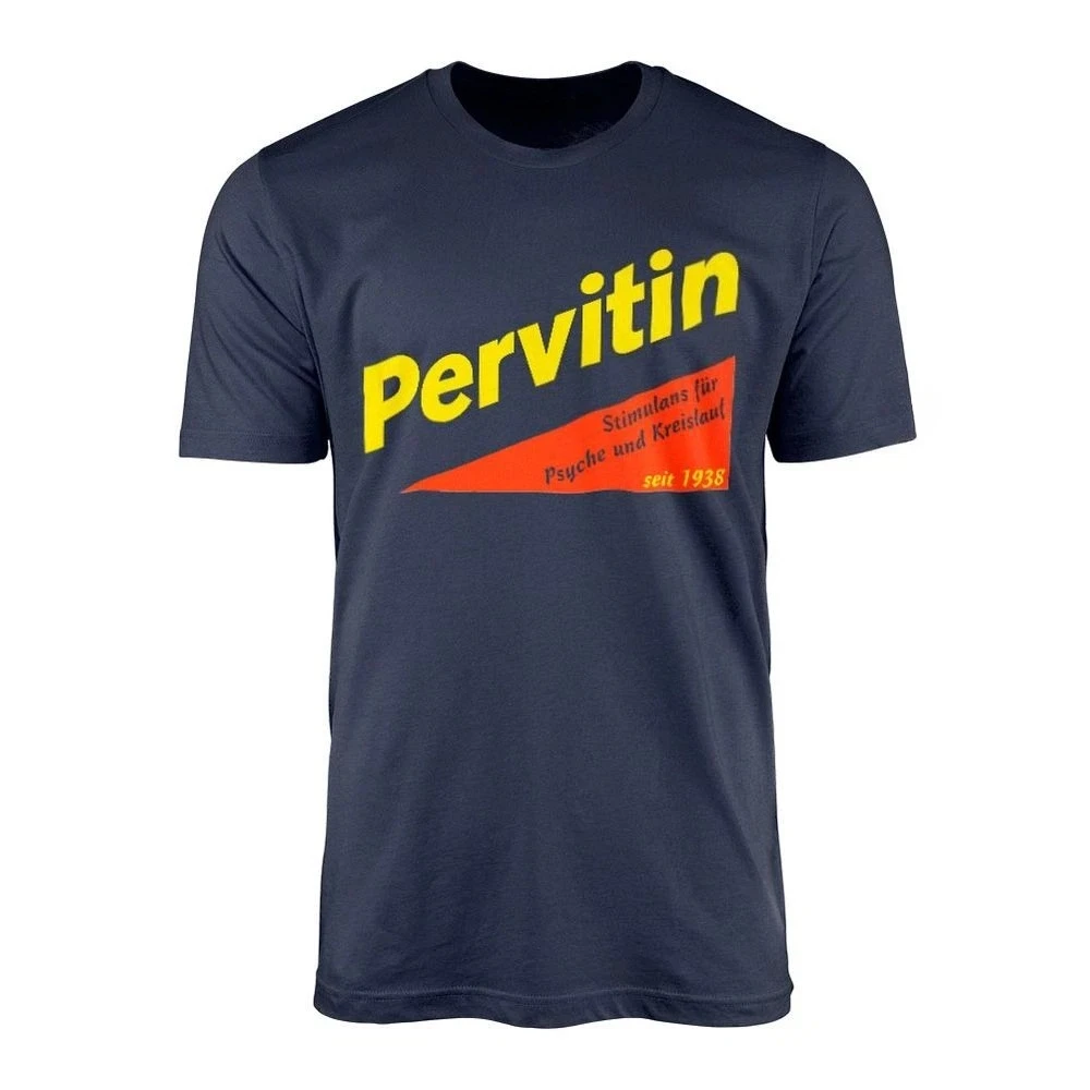 Pervitin Retro Advertising Shirt/Sweatshirt Loose Fit T-Shirt Pure Cotton Couple All-Season Streetwear  oversized t shirt