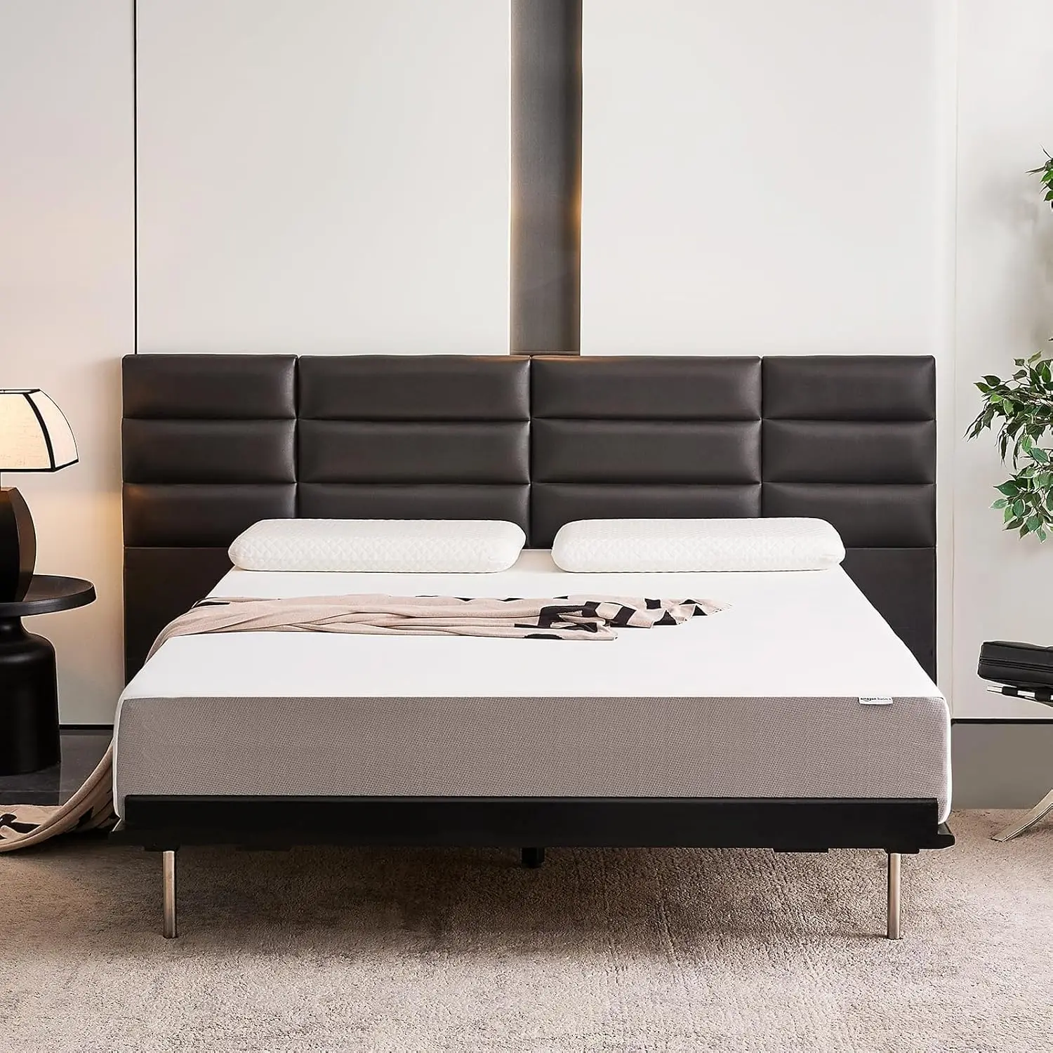 Colchão de espuma viscoelástica, firmeza média, 10 polegadas, Queen, branco/cinza