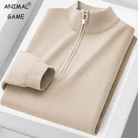 Juego de animales para hombre, suéteres tipo Polo con cuello de tortuga, jerséis de punto, blusa de punto liso, blusa fría para hombre, prendas de punto cálidas informales para uso diario