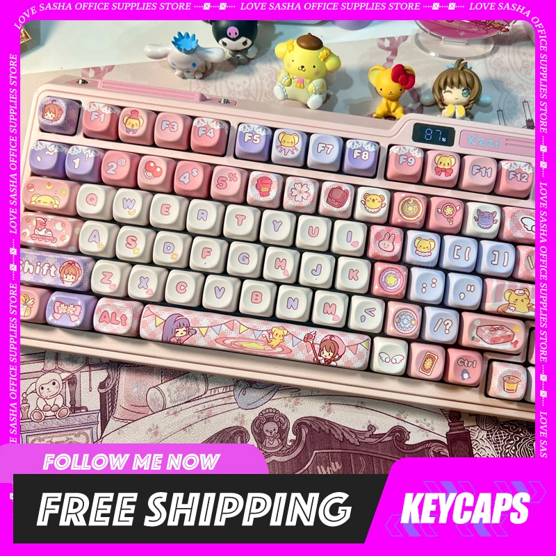 

Cardcaptor Sakura MOA Cherry Profile Keycaps Anime Cute Cartoon Theme 142 Keys Key Cap PBT Mechanical Keyboard Keycaps