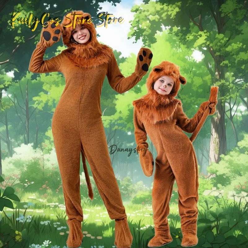 

Детские костюмы на Хэллоуин с изображением короля и льва для мальчиков и девочек, комбинезоны для косплея, нарядный комбинезон для ролевых игр для взрослых и детей