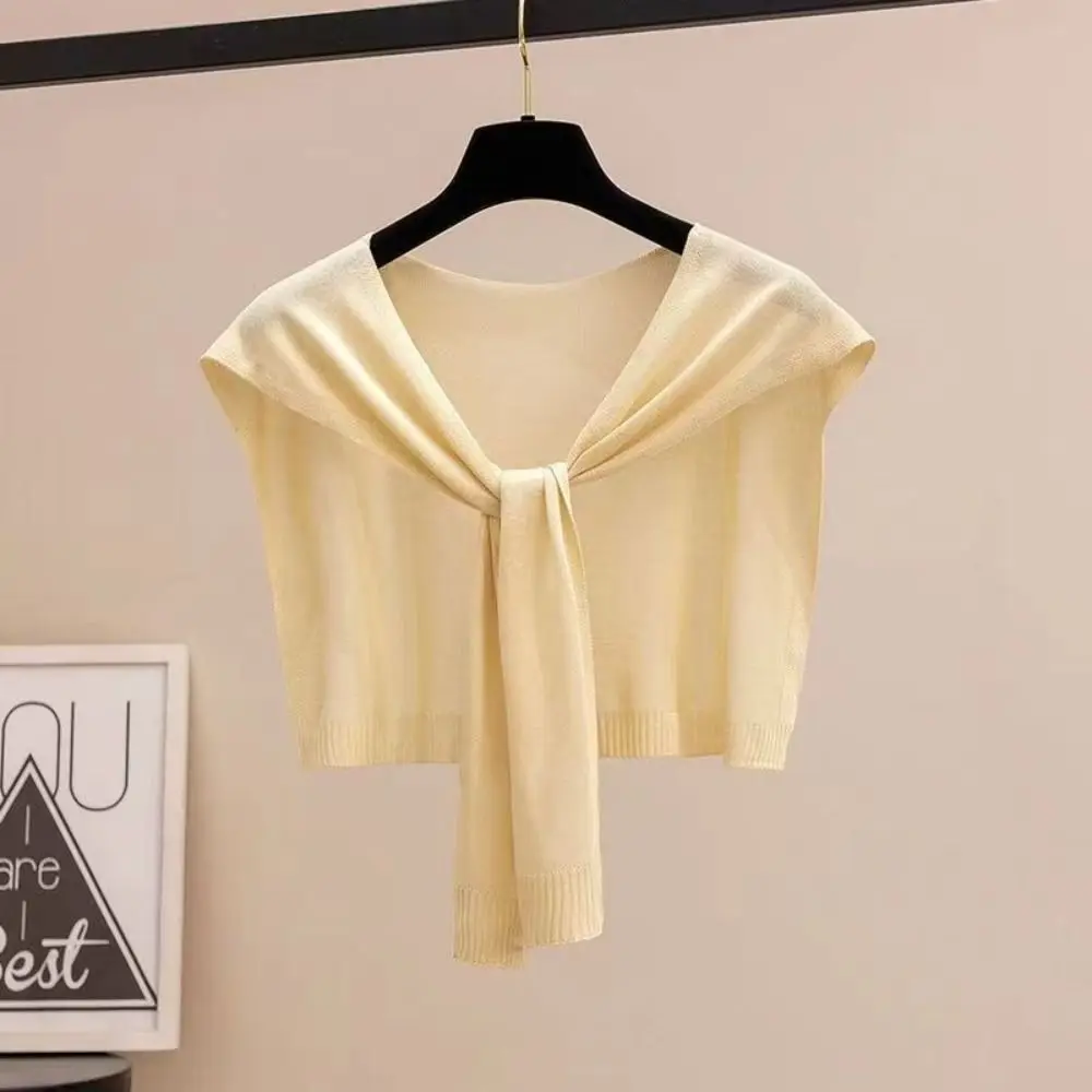 Fashion Thin Knitted Shawl Knot Design Lightweight Air Conditioning Scarf Knit Cape Women Girls