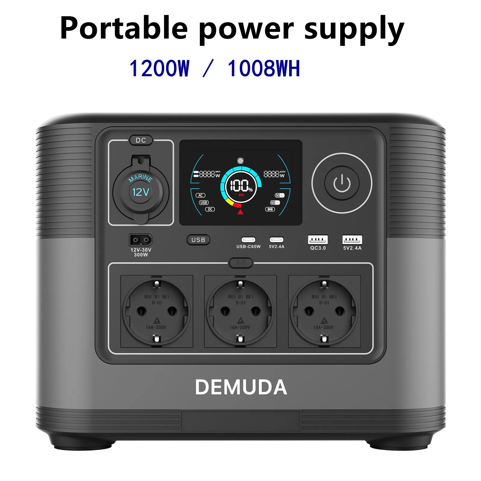 DEMUDA 1200W Tragbare Powerstation, 1008Wh LiFePO4 Solargenerator, 230V 50Hz Reine Sinuswelle Notstromversorgung für Camping Wohnmobil Wohnwagen Zuhause ﻿