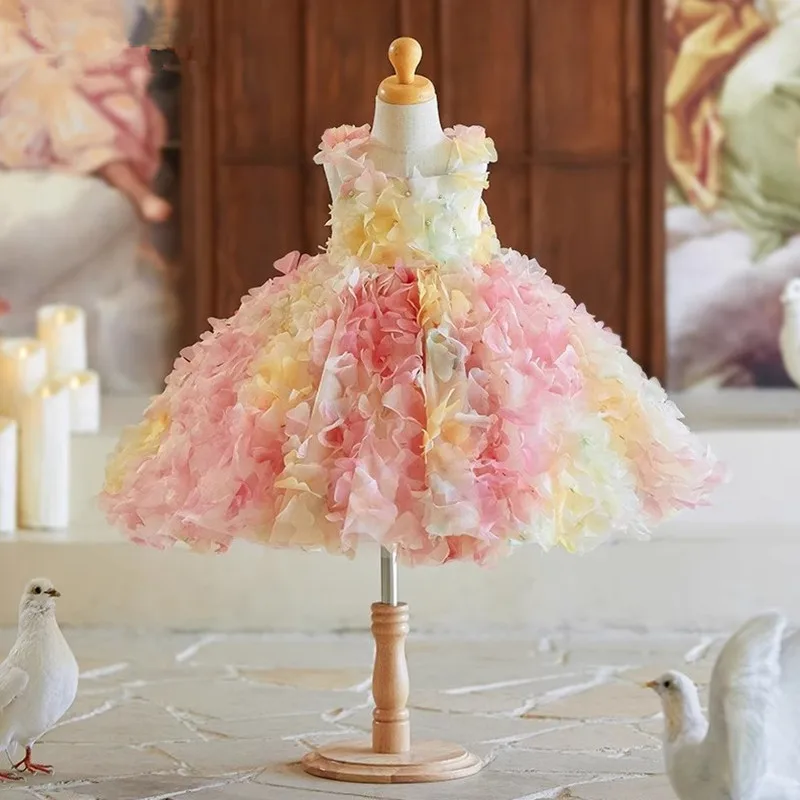 New Children's Princess Costume Wedding Birthday Baptism Party Dresses For Girls A4497 Vestidos Bridesmaid Dresses