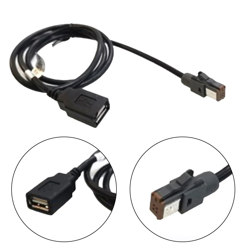 

Conector Wire USB Adapter Cable Audio Input Black Media Data Replacement Vehicle 100cm Length 1pc 1x Accessories