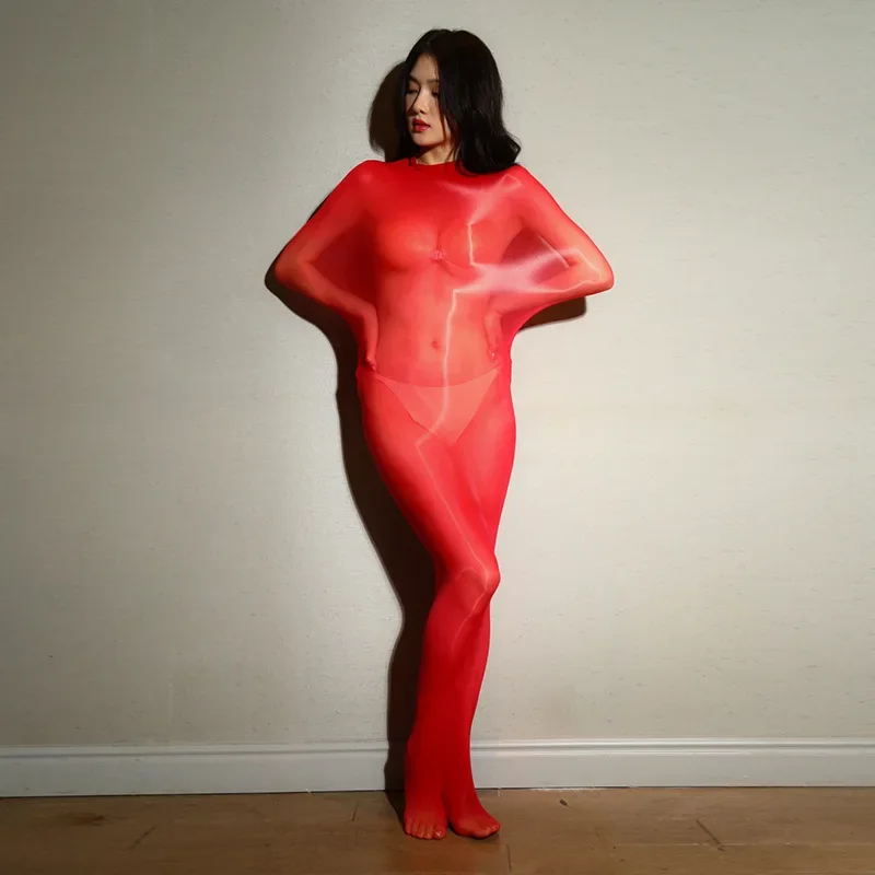 

plus Size 100 Kg 5D Ultrathin Glossy Sheer Nylon Body Encasement Cocoon Head Enclosure Bodystocking for Women Full Body Suit