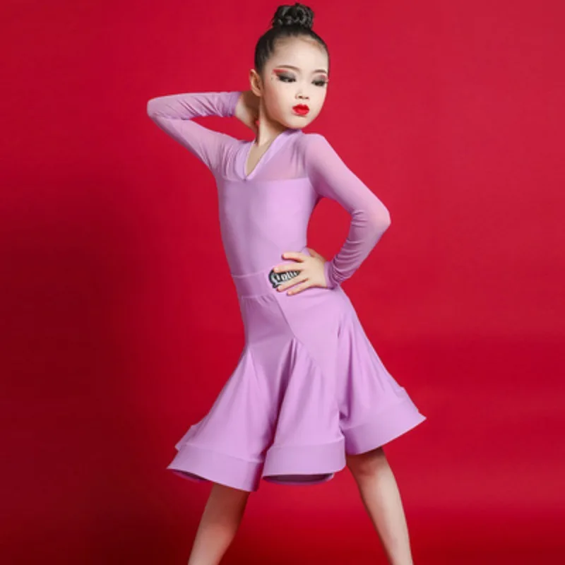 Autumn Children's Latin Dance Skirt Children's Competition Dress Girls' Standard Dress Exam Grade Performance Costumes