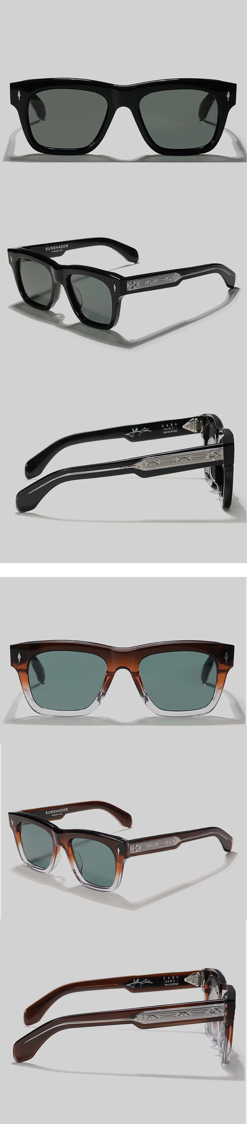 Stilvolle quadratische Damen-Sonnenbrille SCASH Designer Handgefertigte Herren-Straßenbrille Luxusmarken-Sonnenbrille Formbar – Detail 10