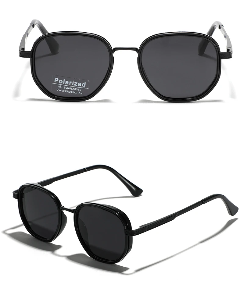 Peekaboo Polarisierte Sonnenbrille für Damen und Herren, TR90 Unisex Eckige Sonnenbrille, Halb-Metall TAC Sommer-Accessoire 2024 – Detail 5