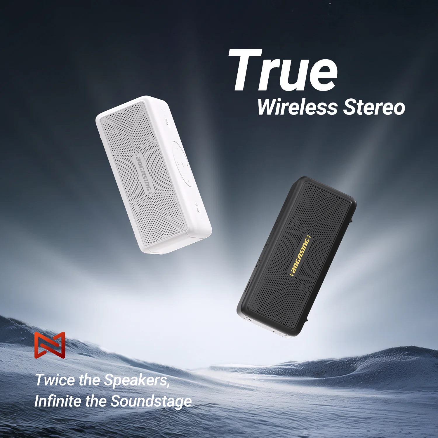 BOGASING M5 Bluetooth динамик 40W Bluetooth 5.3 беспроводные динамики с 360-градусным объемным звуком, IPX7 водонепроницаемый, 30H Playtime