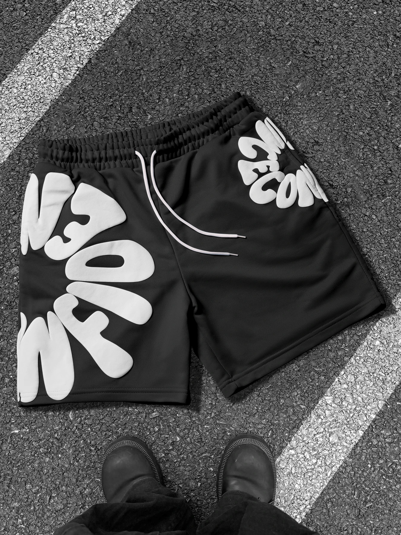 Men's Loose Fit Streetwear Shorts Trendy Brand Y2K Hip Hop Polyester Athletic Multi Color Black White S-2XL Full Size Daily Wear