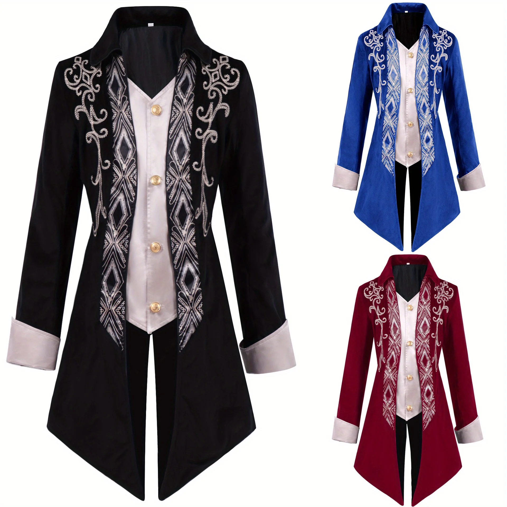 

Halloween Steam Tuxedo Medieval Jacket Gothic Victorian Frock Jacket Men's Stage Cosplay Costume